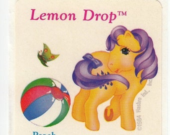 SALE MLP My Little Pony Scratch and Sniff Lemon Drop Peach Rare Vintage Sticker - 80's Unique Retro Gift - 1984 Collectible Scented