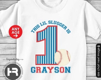 Baseball Birthday Shirt or Bodysuit -- Personalized Baseball Shirt with Child's Name & Age