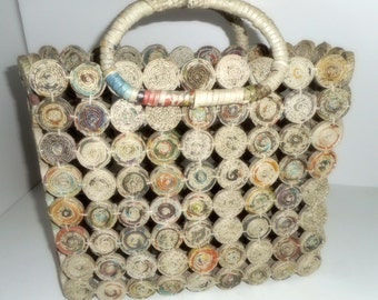 CLEARANCE, Handmade Bag, Tote, Market Basket, Knitting Bag,Magazine Bag
