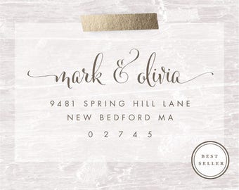 Address Stamp, Custom Address Stamp, Wood handled Rubber Stamp, Calligraphy Stamp, Personalized Gift, Rubber Stamp, Housewarming Gift