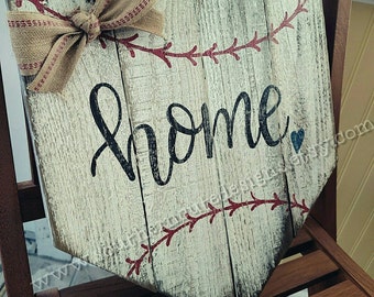 Baseball home plate sign, baseball sign, wood signs sayings, wood signs, sports sign, door hanger, baseball door hanger, baseball home sign