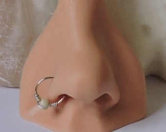 Endless Hoop Nose Ring - 20 Gauge - 8mm or 10mm - Sterling Silver - Yellow or Rose Gold Nose Hoop - Wire Wrapped Septum Ring Nose Loop