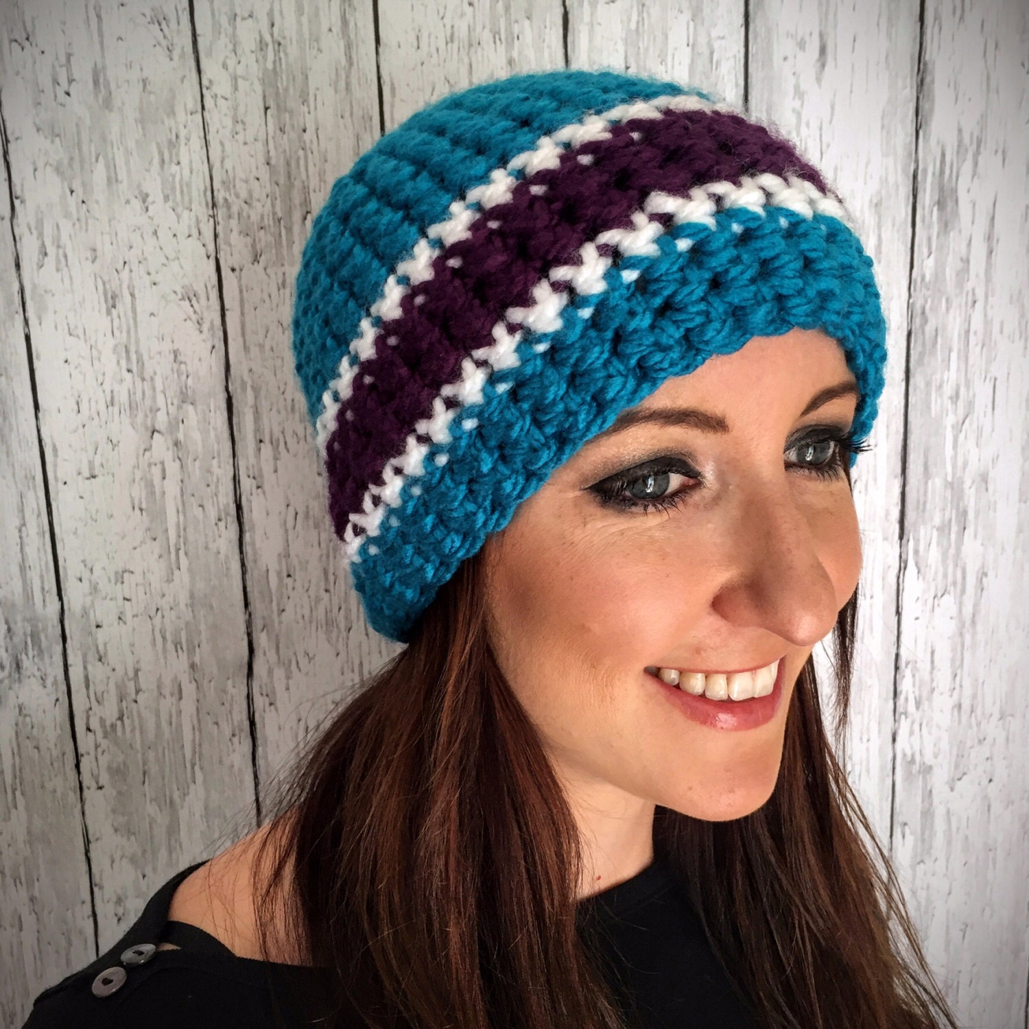 Crochet Striped Beanie Pattern Triple Stripe Beanie Hat Crochet