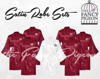 BURGUNDY SATIN ROBES - Satin Robe for Bridesmaids - Maid of Honor Robe - Wedding Robe - Silk Bridesmaid Robes - Dressing Gowns - Spa Robes