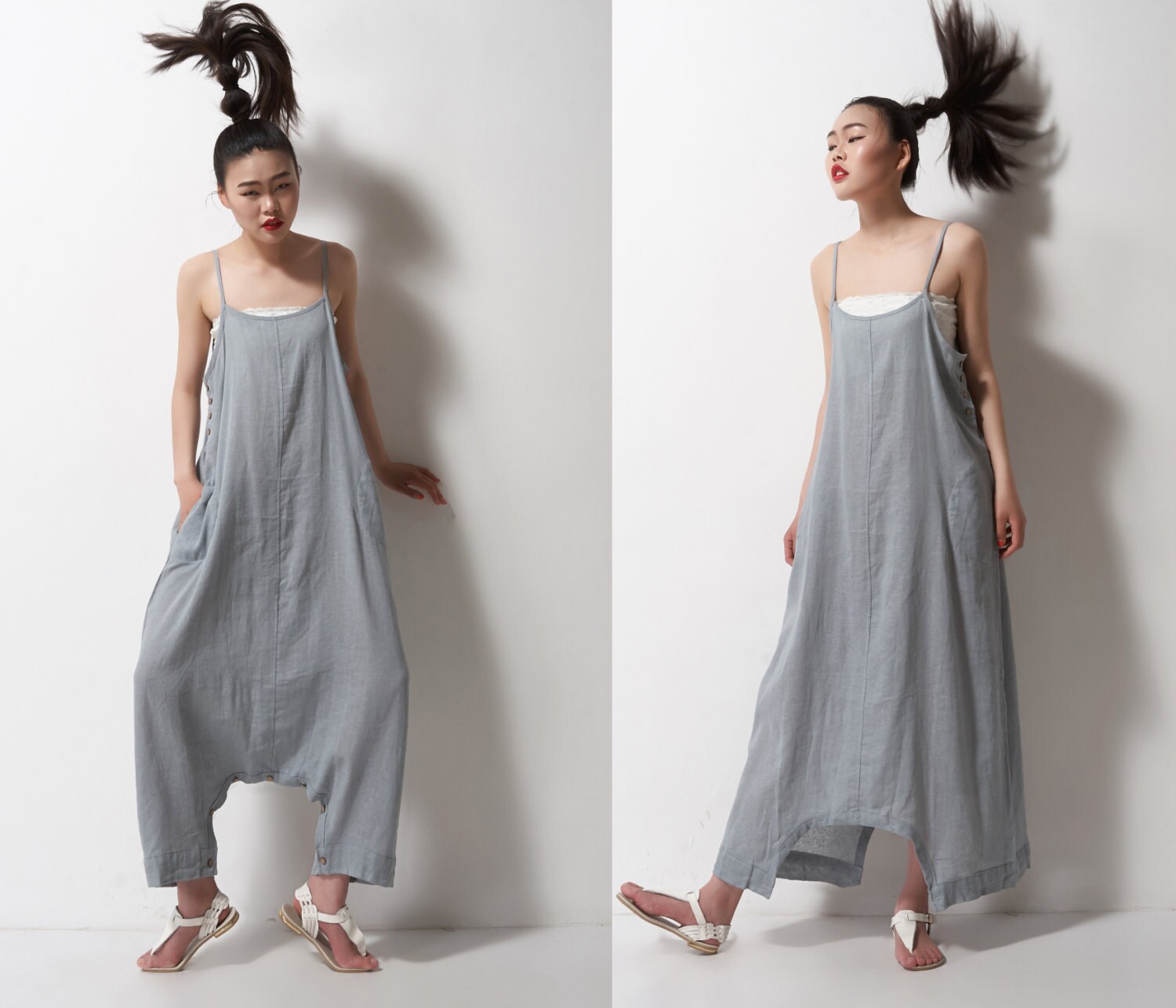 grey linen dress cotton maxi dress pantsa pants a dress