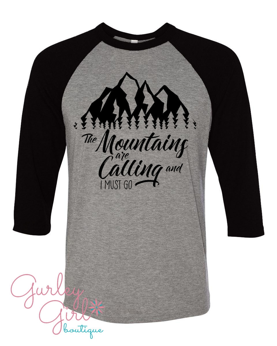 Adventure Hipster Gray Graphic Tee The Mountains Are Calling And I Must Go
