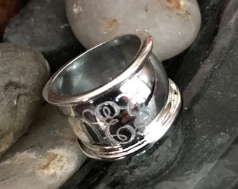 Sterling Silver Monogrammed Cigar Band Ring
