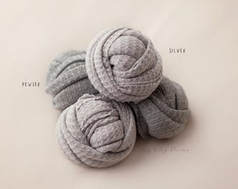 Newborn Stretch Wrap, Newborn Grey Wrap, Newborn Photo Prop, Newborn Layering Fabric, Grey Stretch Wrap - Silver, Pewter, RTS