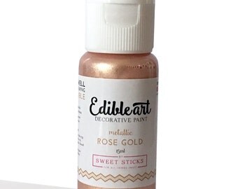 Rose Gold 15ml Metallic Edible Art Paint by Sweet Sticks for cake, cookie, & confectionary decorating
