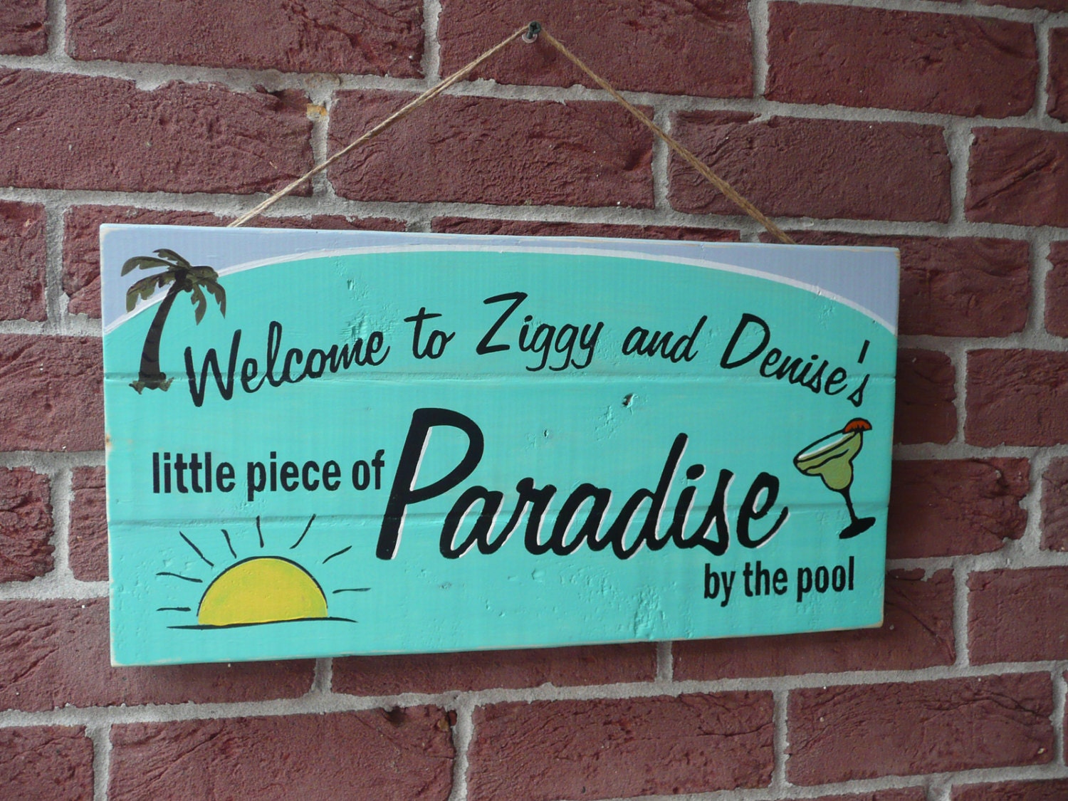 Custom swimming pool sign. Custom wood pool sign. 20 by Clovermead