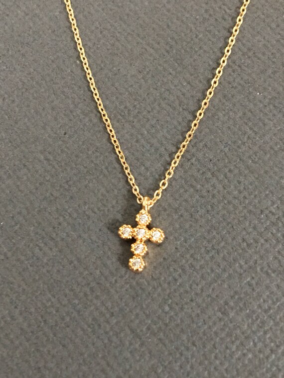 Tiny gold plated Cross Necklace Dainty Cross necklace