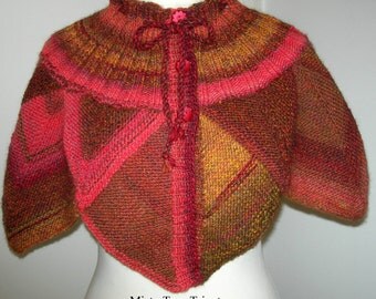 chauffe épaule PALERME, fait main, tricot modulaire, création Misty Tuss Tricote - modèle unique