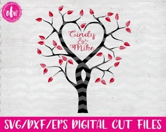 Heart Tree, SVG, DXF, EPS, Valentine's Day, Cut File, Wedding, Love, Marriage, Bridal, Vinyl, Branch, Vector, Silhouette, Cricut