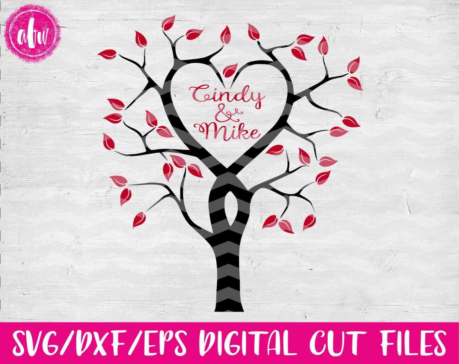 Download Heart Tree SVG DXF EPS Valentine's Day Cut File