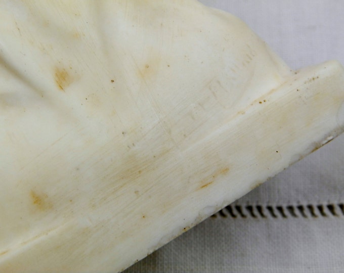 Small Antique Carved Alabaster and Marble Bust of the Virgin Mary Signed Maillard, Catholic, Religious Sculpture, Our Lady, Statue, Religion Small Antique Carved Alabaster and Marble Bust of the Virgin Mary Signed Maillard, Catholic, Religious Sculpture, Our Lady, Statue, Religion