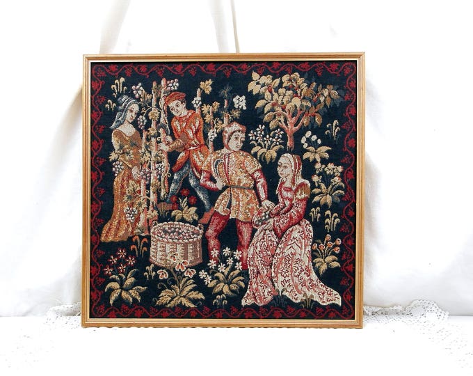 Vintage French Framed Medieval Style Reproduction Tapestry "Les Vendanges", Grape Harvest, Wall Hanging, Medieval Decor, Castle, France, Vintage French Framed Medieval Style Reproduction Tapestry "Les Vendanges", Grape Harvest, Wall Hanging, Medieval Decor, Castle, France,