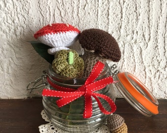 Amigurumi forest set pumpkin amanita mushroom acorn