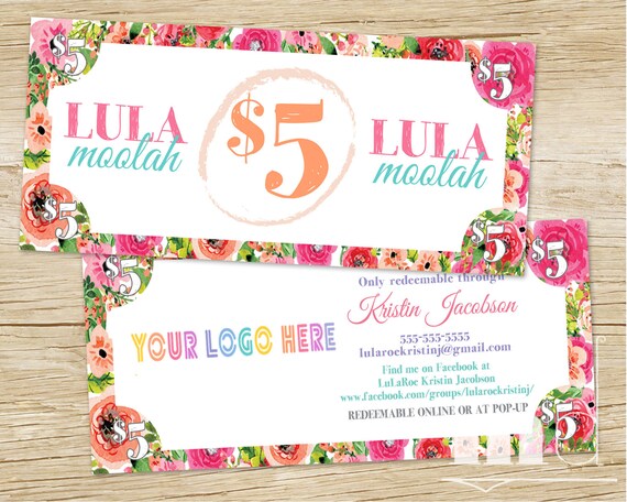 v voucher bucks printable LuLa 10 15 Bucks Moolah LuLaMoolah 5 / Dollar / Cash