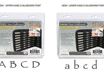 3mm CHALKBOARD Font UPPER/LOWER or Both/ Canvas Case, 3mm Papyrus Font, Jewelry stamping tools, stamps, metal stamps, metal stamping tools