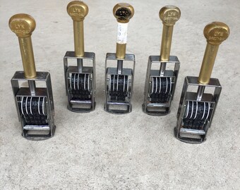 Lot Of 5 Old Vintage Lyn Direct-Dial Brass And Metal Grocery General Store Price Stampers L1016C50