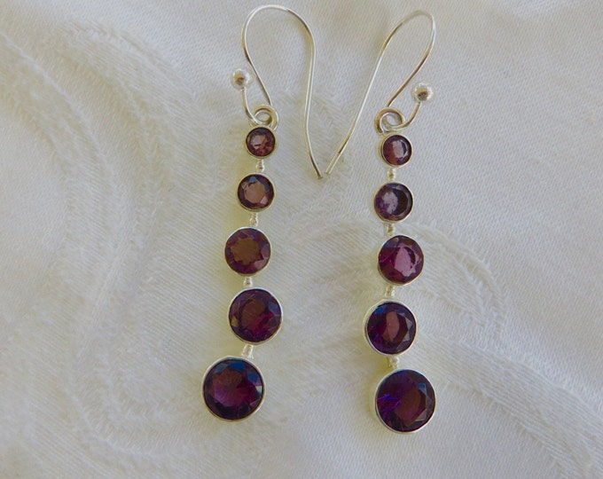 Sterling Silver Amethyst Earrings, Silver Amethyst Drop Earrings, Dangle Earrings