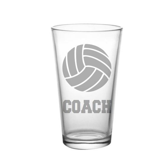 Volleyball Coach Pint Glass Etched Pint Glass Coach