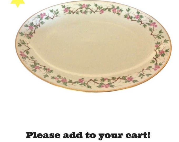 Franciscan Woodside Oval Serving Platter, Vintage Floral Fine China Platter