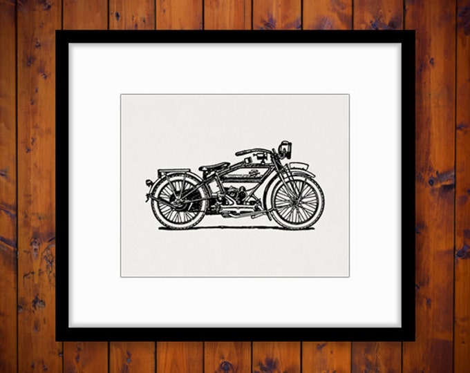 Printable Image Motorcycle Digital Graphic Illustrated Download Vintage Clip Art Jpg Png Eps HQ 300dpi No.3460