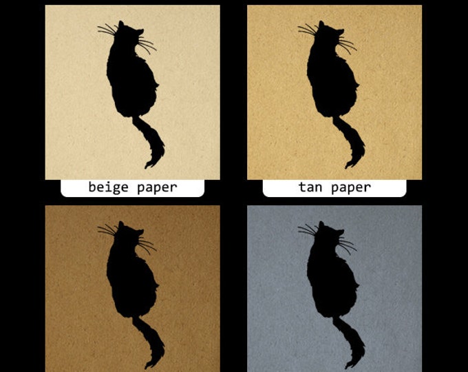 Printable Graphic Cat Silhouette Image Animal Artwork Download Digital Vintage Clip Art Jpg Png Eps HQ 300dpi No.3668