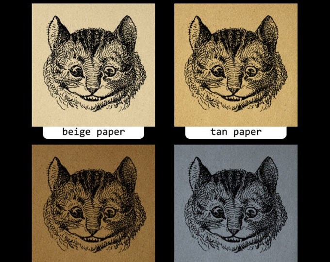 Alice in Wonderland Cheshire Cat Digital Image Graphic Illustration Printable Download Vintage Clip Art Jpg Png Eps HQ 300dpi No.1470