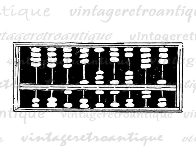 Abacus Antique Math Calculator Printable Graphic Image School Education Class Download Digital Vintage Clip Art HQ 300dpi No.3481