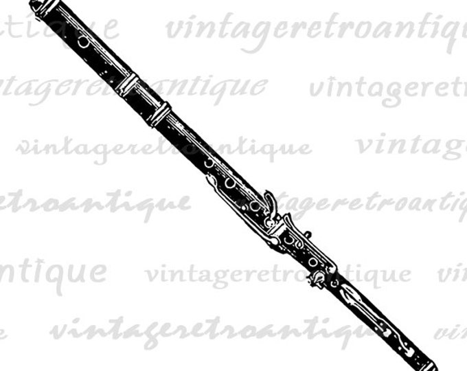 Digital Graphic Flute Image Music Instrument Printable Illustration Download Vintage Clip Art Jpg Png Eps HQ 300dpi No.1396