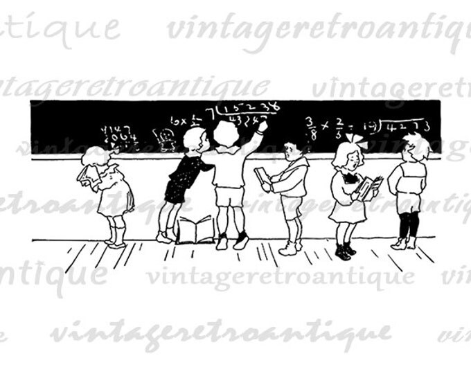 Printable Image School Children in Math Class Graphic Education Download Digital Antique Clip Art Jpg Png Eps HQ 300dpi No.2988