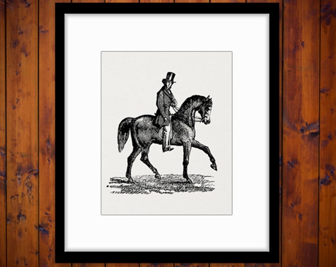 Printable Graphic Antique Horse Rider Download Horseback Man Image Digital Vintage Clip Art Jpg Png Eps HQ 300dpi No.2319