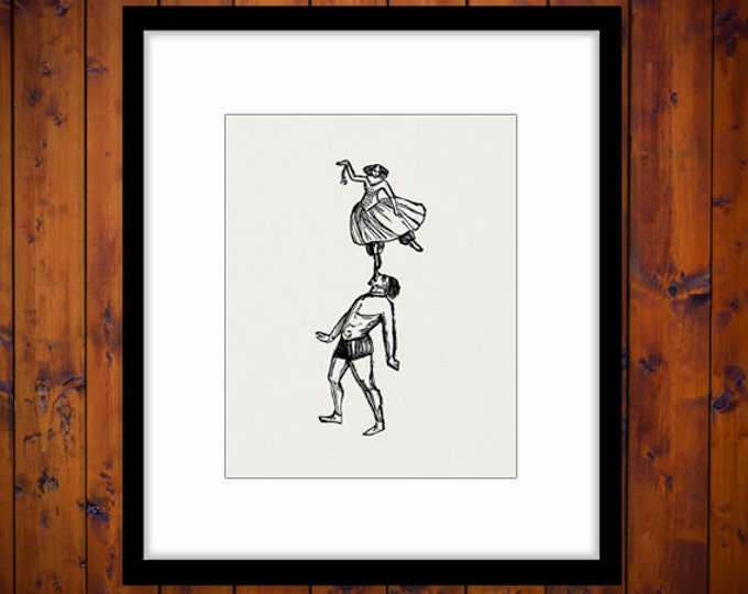 Printable Graphic Circus Balancing Act Image Digital Download Illustration Antique Clip Art Jpg Png Eps HQ 300dpi No.2109