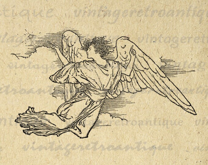 Printable Digital Angel Image Graphic Download Artwork Vintage Clip Art Jpg Png Eps HQ 300dpi No.2395