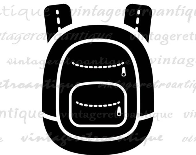 Printable Digital School Backpack Download Education Artwork Graphic Image Vintage Clip Art for Transfers Printing etc HQ 300dpi No.4366