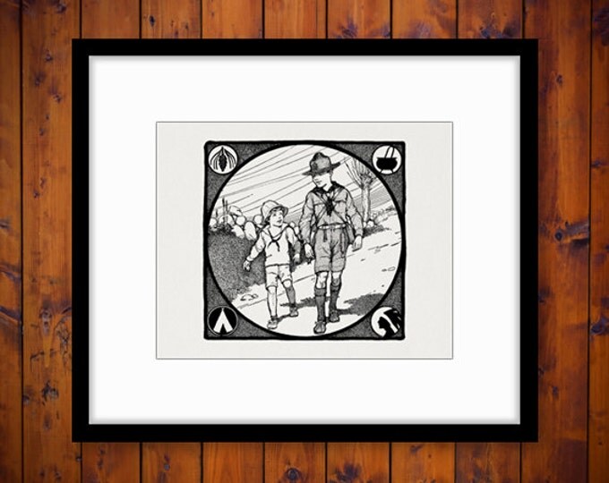 Boy Scouts Printable Image Download Illustration Digital Graphic Antique Clip Art Jpg Png Eps HQ 300dpi No.3281