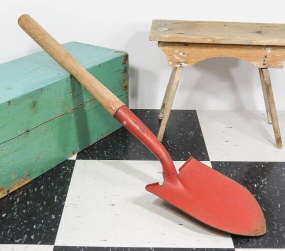 Vintage Small Gardening Shovel . Bright Orange Garden Tool
