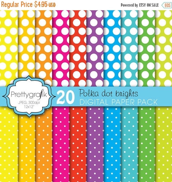 80% OFF SALE polka dot brights digital paper, commercial use, scrapbook papers, background - PS610 Il_570xn