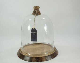 Glass Cloche with Wooden Base, Season Extended, Plant Protector, Tepee, Plant Cover, Glass Dome, Orchid Glass Cover, New, Never Used