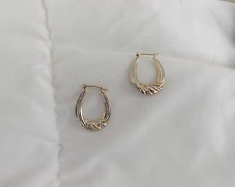 14k Yellow & White Gold Vintage Hoop Earrings