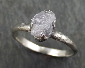 Raw Rough Uncut Diamond Engagement Ring Rough Diamond Solitaire 14k white gold Conflict Free Diamond Wedding Promise byAngeline 0357