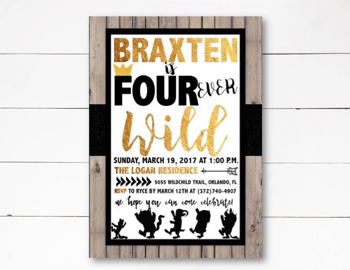 Download Four Ever Wild Birthday Invitation Where the Wild Things Are