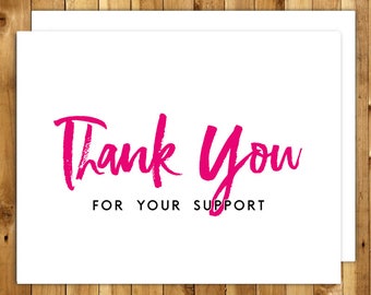 Charitable Donation Thank You Card Set. Thank You Cards Set. Thank You For Your Support. Appreciation Card. Single Card. Set of 6. Set of 10