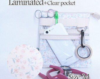 MW, Zipper clear pocket Laminated nurse tool belt, Nurse smartphone bag, waist nurse bag, RN gift, Gift for nurse, veterinarian bag