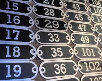 Metal Locker Tag / Locker Tags / Stadium Seat Tags / Number Tags / Metal Numbered Tag / School Locker Plates / Industrial Charm