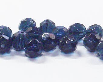 Faceted Round Glass Beads in Dark Gray Blue 12 MM (14)