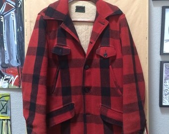 1950s Chippewa Woolen Mills Shadow Plaid Button Front Jacket