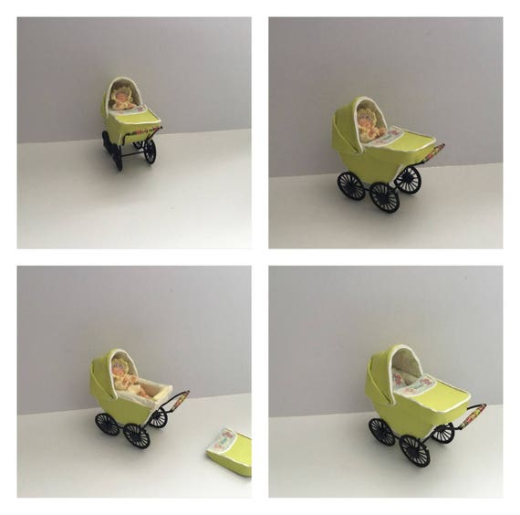 Dolls House Miniature OOAK Vintage Coach Built Style Baby Pram